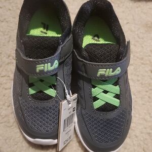 Fila Kids' Charcoal and Lime Sneakers